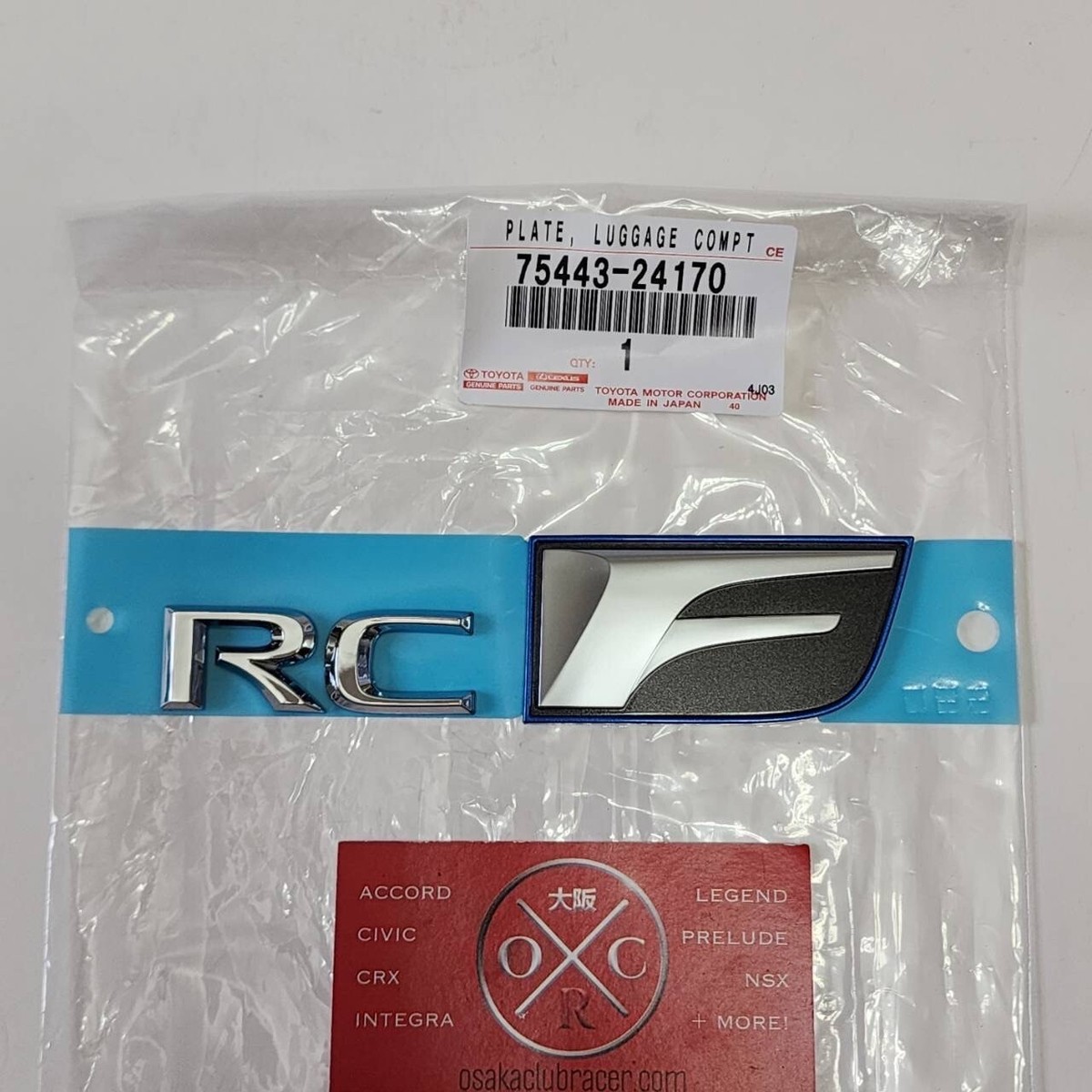 New Genuine OEM 2015-2022 Lexus RC F Rear Emblem Badge Nameplate New Genuine OEM 2015-2022 Lexus RC F Rear Emblem Badge Nameplate