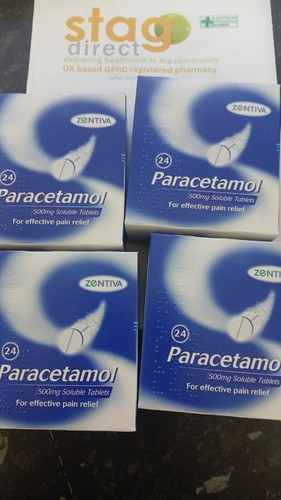 Paracetamol 500 mg lösliche Tabletten - 24er Pack x 4 - Marke ZENTIVA