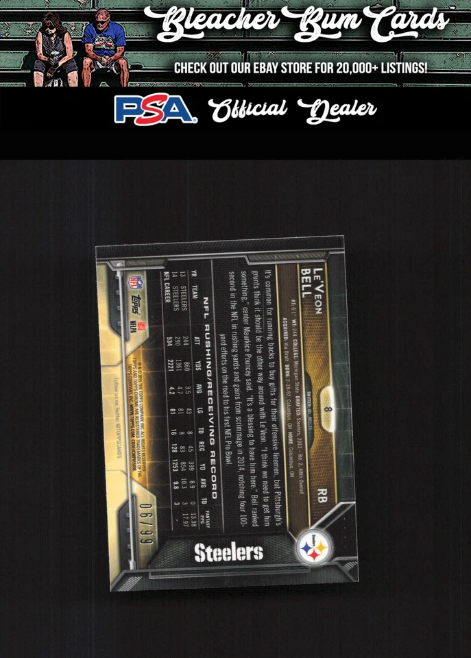 2015 Topps Chrome 8 Le'Veon Bell Camo Refractor Mini /99 - Image 2 of 2