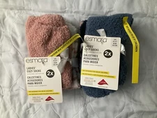 Fuzzy Socks Sz 4.5-7 Lot 4 PAIRS Women’s Lounge Comfy Cozy Esmara Socks NWT