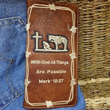 PERSONALIZED Cowboy Praying Wallet Western mens faux leather cross wallet Gift
