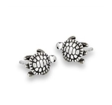 925 Sterling Silver Turtle Stud Earrings 9mm .35 Inch 