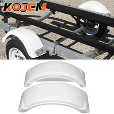 Set of 2 Single Axle Trailer Fenders For 8 9 10 12" Wheels Tire Skirt Boat White