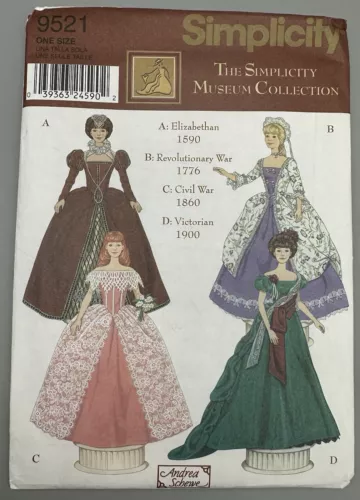 Simplicity 9521 Barbie & Ken Fashion Doll Clothes Wardrobe Crafts Sewing Pattern