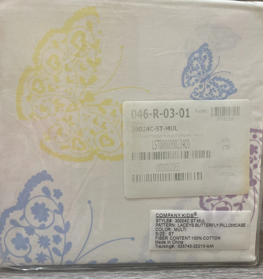 "Funda de almohada estándar Laceys mariposa pastel multicolor 100 % algodón 20"" X 26""" Foto 2 de 4