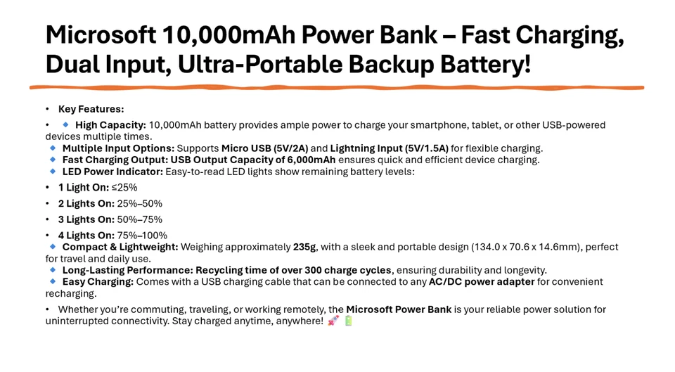 Microsoft Power Bank-Fast Charging- EC certified - Image 3 of 4