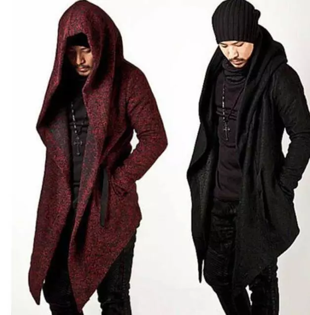 Celebrity Mens Korean Wool Top coat Hooded Jacket Outwear Long Cape cloak S 4XL