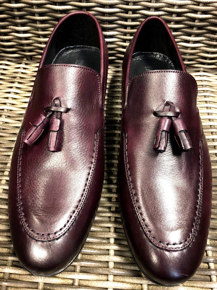 Designer Slippers Wine Red Moccasin Moccasins Handmade Leather Men's