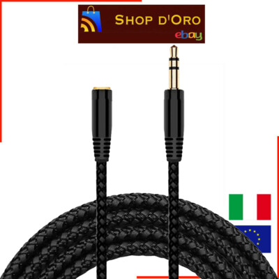 Audio Stereo Cavo Prolunga Audio 3,5mm 1 Metro - Maschio A Femmina Intrecciato Nylon | Per Cuffie, Auto E Smartphone Cavo Per Cuffie Microfono - Foto 9