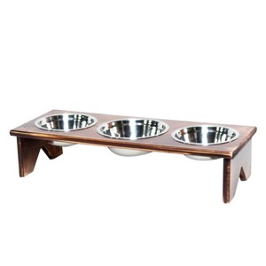 wooden cat bowl stand