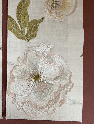 Embroidered Flower Floral Designer Fabric SampleLite Pale Pink /Blush - Picture 3 of 6