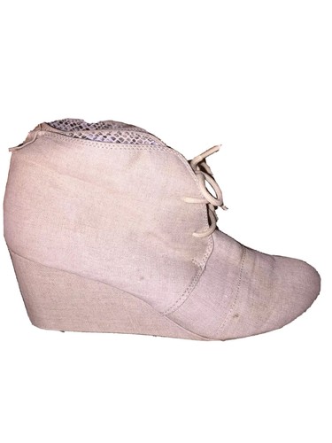 Call It Spring Wedge Ankle Boots/Shoes Lace Up Beige Canvas Women’s SZ 6.5 - Picture 3 of 11