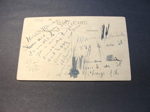 Saludos de Navidad, árboles viejos - postal en relieve del siglo 1900. - Imagen 2 de 5
