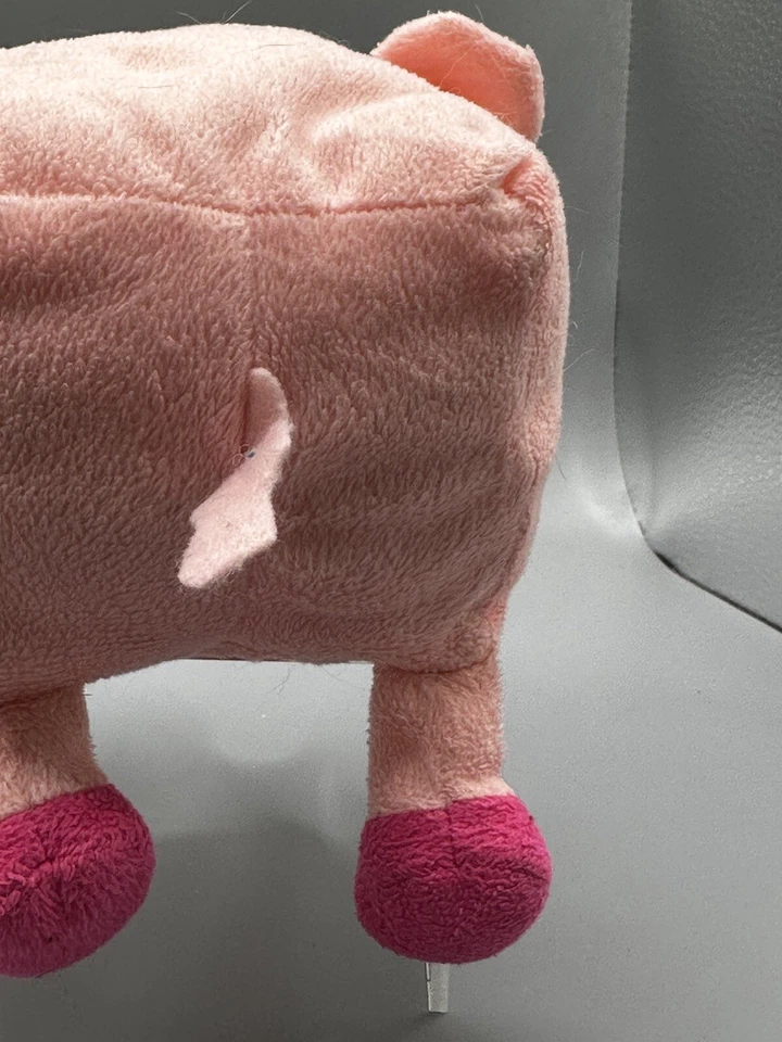 Nanco Minecraft PIXEL Pink PIG PLUSH pink 6” Stuffed Animal VGUC Sparkle Eyes - Image 3 of 4