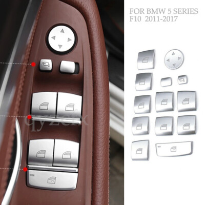 Car Chrome Window Lift Switch Button Cover Trim For BMW 5 Series F10 F18 11-2017