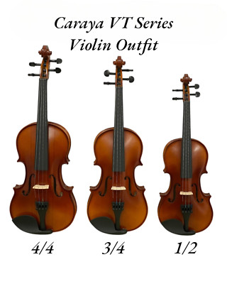 Caraya MV001VT Solid Spruee ToP Violin with extra strings, Hard Case, Bow & more