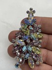 Weiss brooch featuring pastel purple green and blue rhinestones set in silvery — photo 8