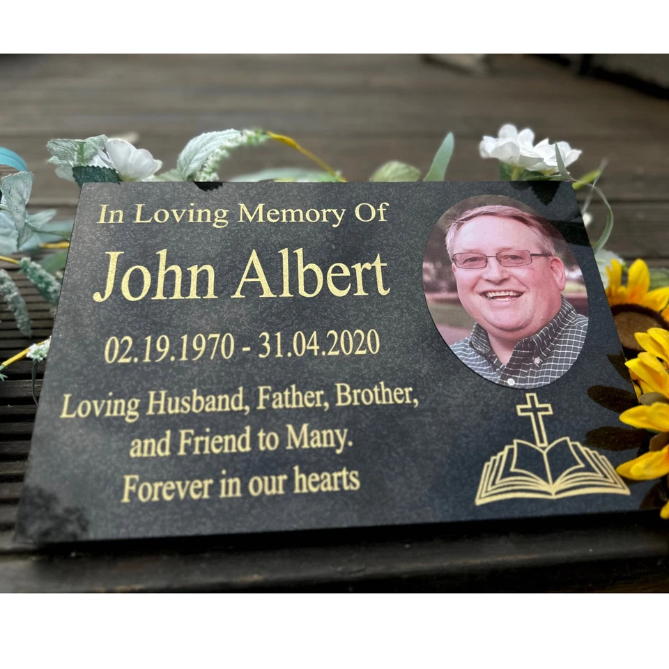 Personalised Photo Granite Memorial Plaque Grave Marker Headstone Engraved - Image 3 of 4