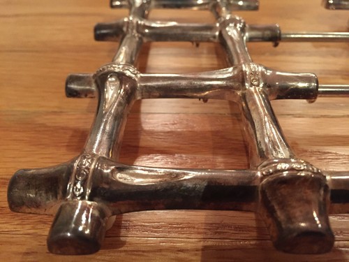 Leonard Silverplate Espansione Bambù Design Trivets dall'ITALIA ~ VINTAGE MCM ~ OTTIME CONDIZIONI - Foto 4 di 9