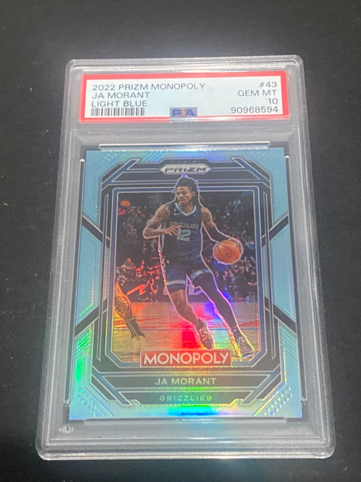 Ja Morant 2022 prizm monopoly light blue #43 142/199 psa 10