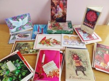Lot of 70 Vintage Christmas Greeting Cards and Envelopes Unsigned 1950s-1980s