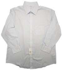 Brooks Brothers Shirt Mens 17 32/33 White Blue Check Regular LS Point Collar