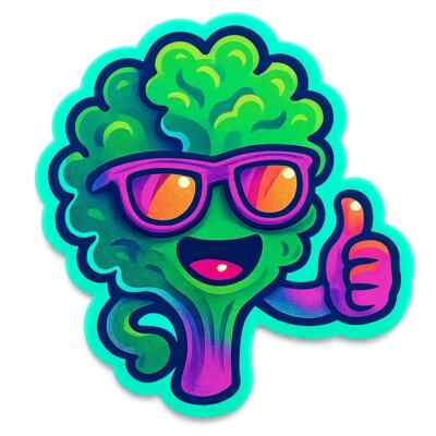Psychedelic Broccoli Sticker | Cool Vegetable Sticker | Car Decal