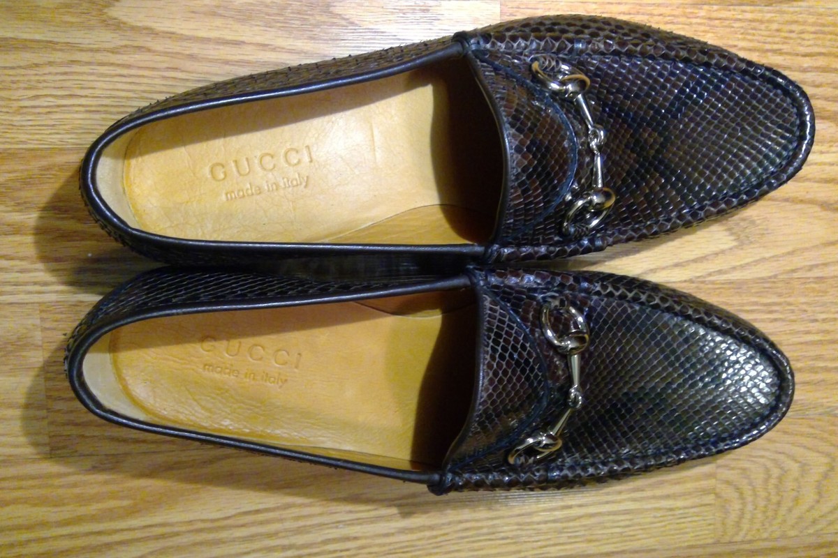 GUCCI 1953 ERA TOM FORD HORSEBIT BROWN PYTHON LEATHER MEN display picture 1