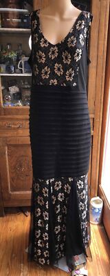 Candolite Black Gold Lace Overlay Maxi Evening Dress Trumpet Hem Large | eBay Candolite Black Gold Lace Overlay Maxi Evening Dress Trumpet Hem Large | eBay