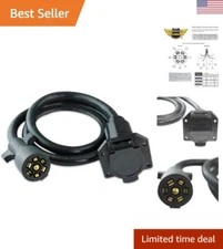 7-Way Trailer Extension Cord Wire 4 Ft - 7 Pin Connector Plug for RV Trailer,...