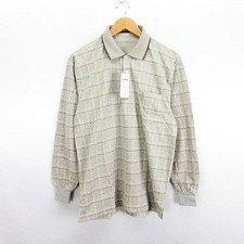 WEATHERCOCK Polo Shirt Long Sleeve Check Logo L Greige Men's Unused