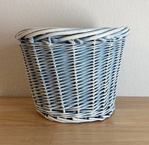 Wicker Basket Woven Blue & White Front Bicycle Basket Shabby Chic Cottage Core