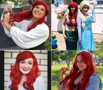 Ariel Fairytale Mermaid Long Curly Wig Fairy Tale Princess Costume Hair Seashell
