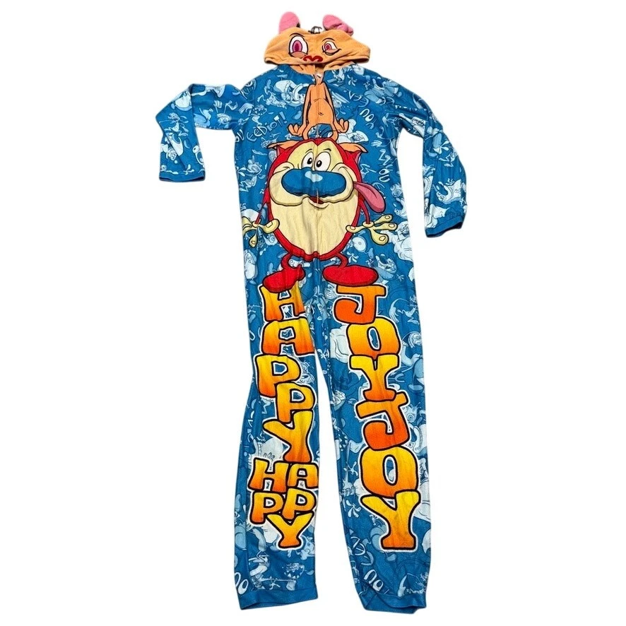 Pijama con capucha de una pieza vintage Nickelodeon Ren & Stimpy Happy Joy Joy M Foto 3 de 4