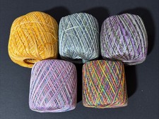 Lot Of 5 Crochet Thread Mercerized Cotton Variegated Size 10/5, Knitting Doilies