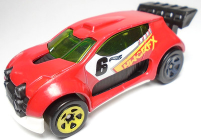 2017 HOT WHEELS FAST 4WD TRACK BUILDER #6 RED 2 5/8'' DIECAST 1:64 CAR W/ YELLOW