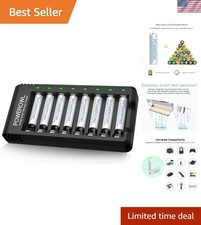 Rechargeable AAA Ni-MH Batteries 1000mAh - 8 Pack with Individual Cell Charger
