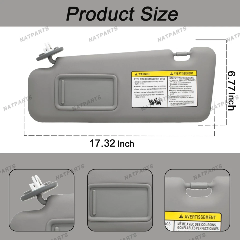 Pair Side Sun Visor w/ Light for 2008-2013 ToyotaHighlander74320-48500-B0 - Image 4 of 4