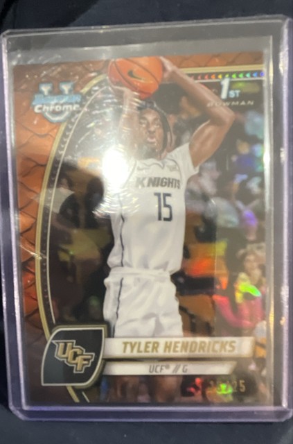 2024-25 Bowman University Chrome - Tyler Hendricks #68 Orange 15/25 Number Match