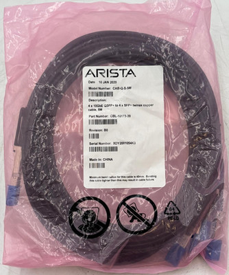 New Arista CAB-Q-S-5M QSFP to 4SFP+ 5m Twinax Copper Cable