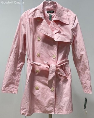Lauren Ralph Lauren Women's Size M Cherie Pink Double Breasted Trench Coat NWT