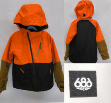 686 Boy's Hydra Insulated Jacket Boy's XS Ski Snowboard Snow Black/Orange W5029