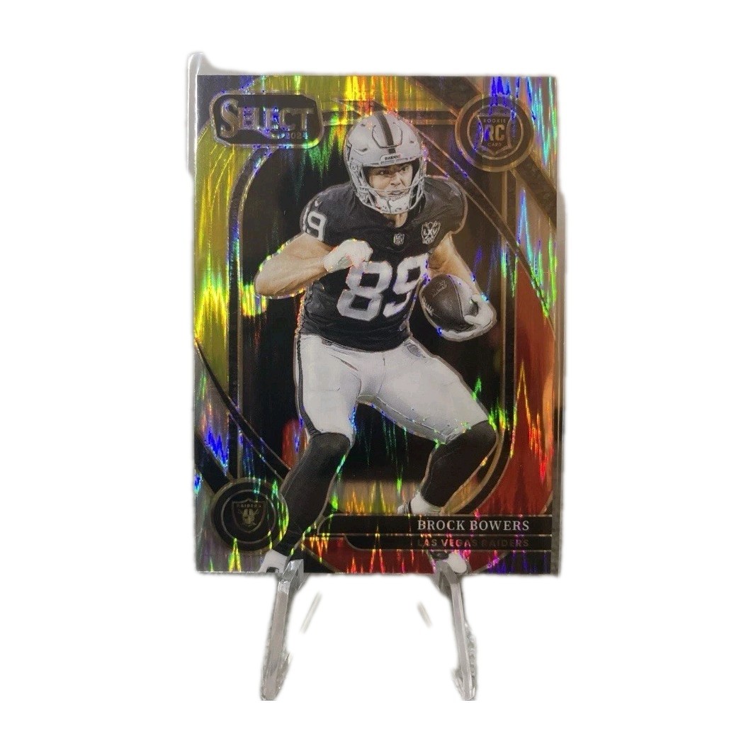 2024 Panini Select - Club Level Brock Bowers #222 Red & Yellow Shock Prizm (RC)