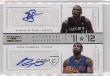 2012 National Treasures Silver 18/25 Bismack Biyombo Andre Drummond #52 Auto 2u3