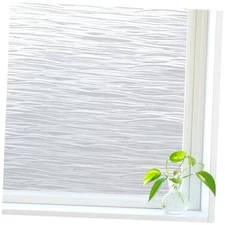  Window Privacy Film, Frosted Glass Privacy Window 17.5" x 78.7" Frosted Wave