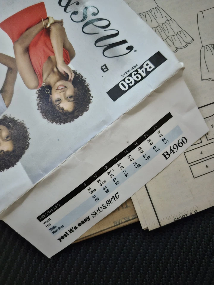 See & Sew SEWING Pattern UNCUT Misses 16-22 flared tiered BOHO hippie skirt EASY - Image 2 of 4