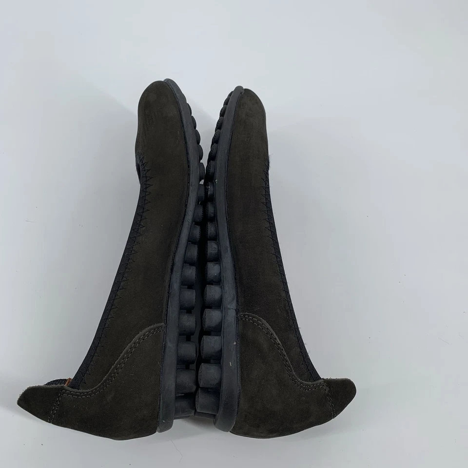 Sapatilhas de balé BM Bernie Mev couro camurça conforto 38 7 femininas preto sólido slip on - Imagem 3 de 4