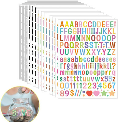 2280 Stück 0,5 Zoll kleine Vinyl Buchstaben Zahlen Aufkleber, mehrfarbig Mini Alpha