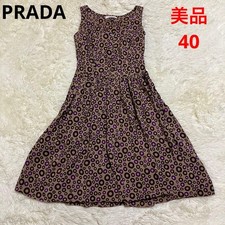 PRADA Allover Pattern Sleeveless A-Line Dress 40