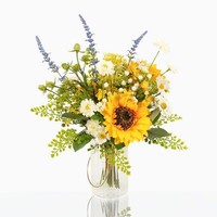 Artplants Kunst Herbststrauß Helena, Sonnenblume, Gelb, 50Cm, Ø35Cm
